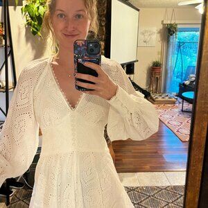 All Saints White Lace Midi Dress